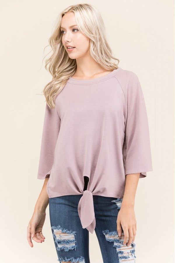 Dressed to a Tee Tie-Front Raglan Sleeve Top Online