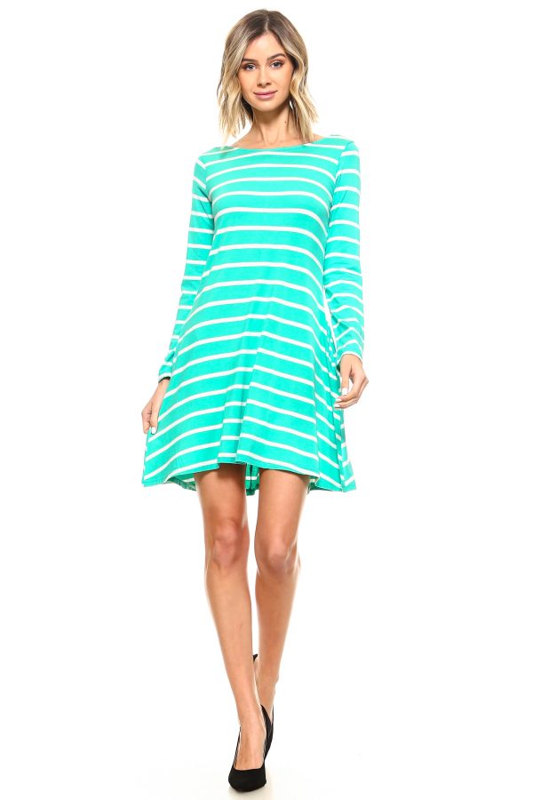 Chic Stripes V-Back Swing Dress Supply - Image 4