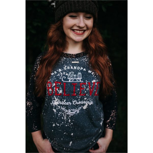 Me and Grandpa Believe Bleached Raglan For Cheap - Image 2