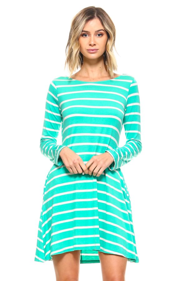 Chic Stripes V-Back Swing Dress Supply - Image 3